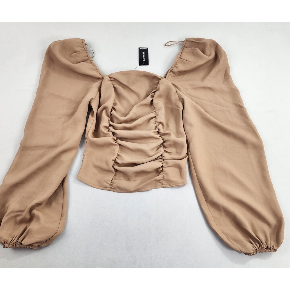 Express blouse top womens XXS brown polyester 30860216 $64 ladies